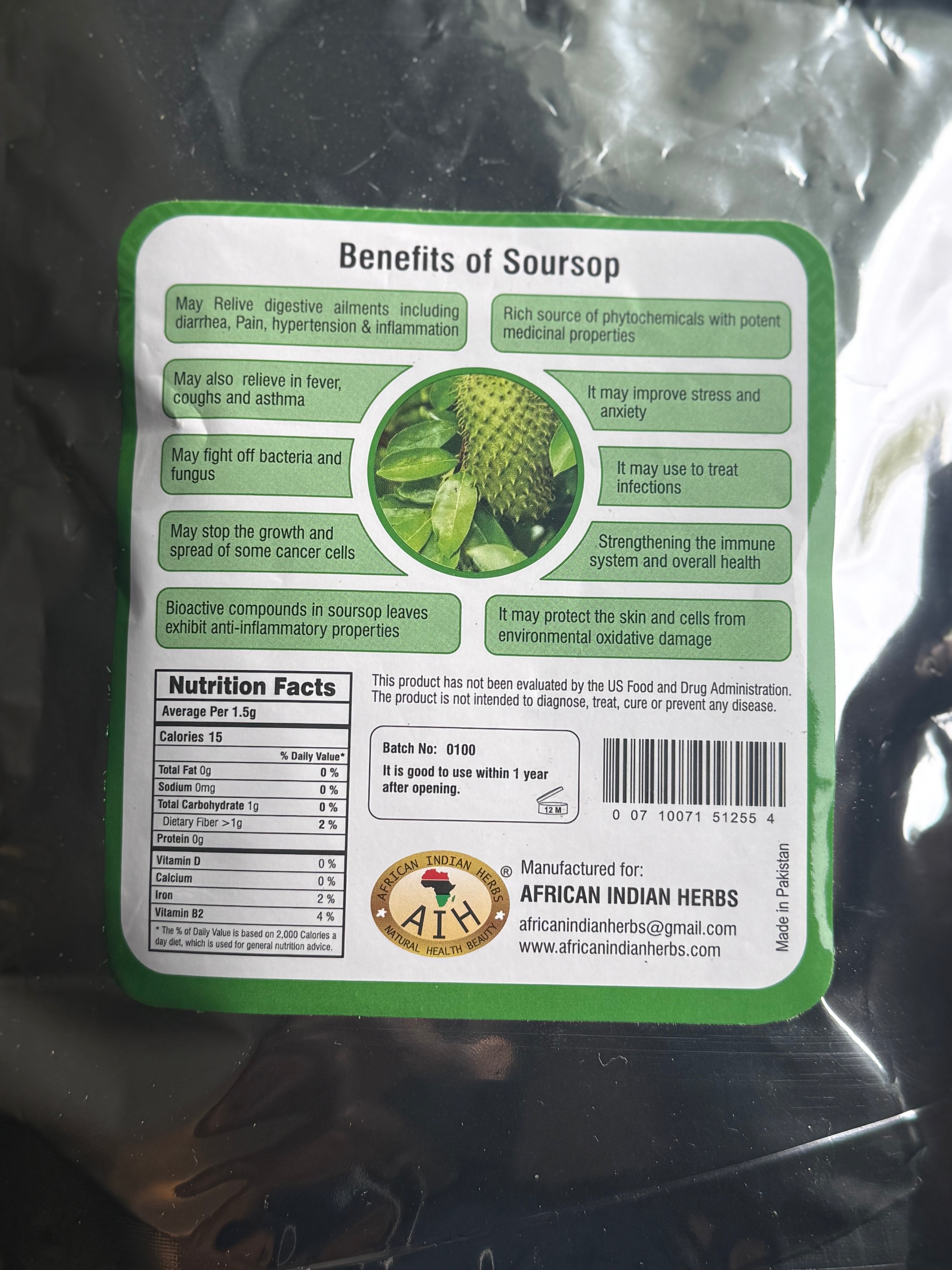 African Indian Herbs amazing Soursop Leaves
